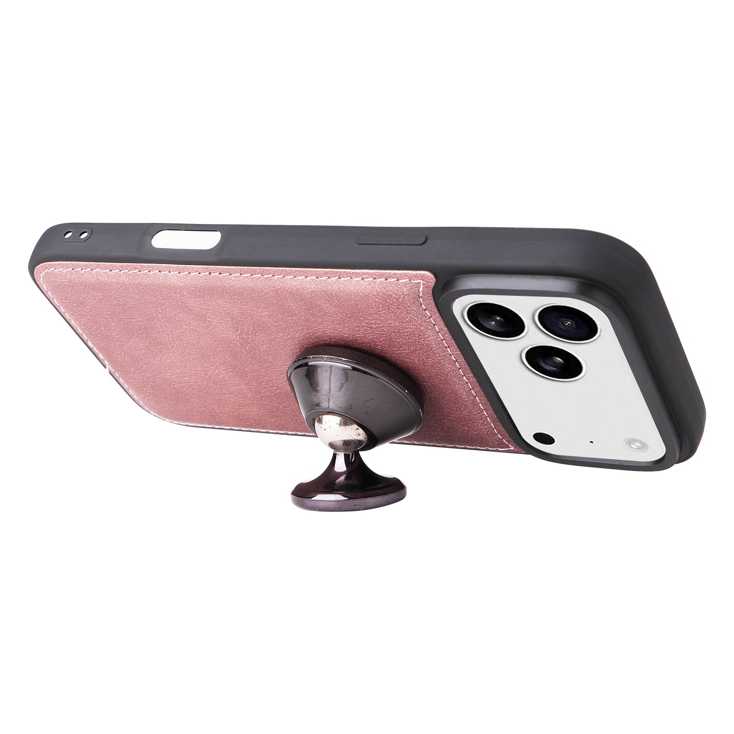 For iPhone 17 Pro Max Case 2 in 1 Detachable Magnetic Leather Wallet Mobile Cover with Strap - Rose Gold