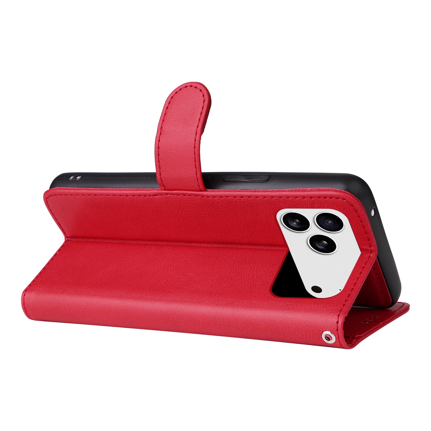 For iPhone 17 Pro Max Case 2 in 1 Detachable Magnetic Leather Wallet Mobile Cover with Strap - Red