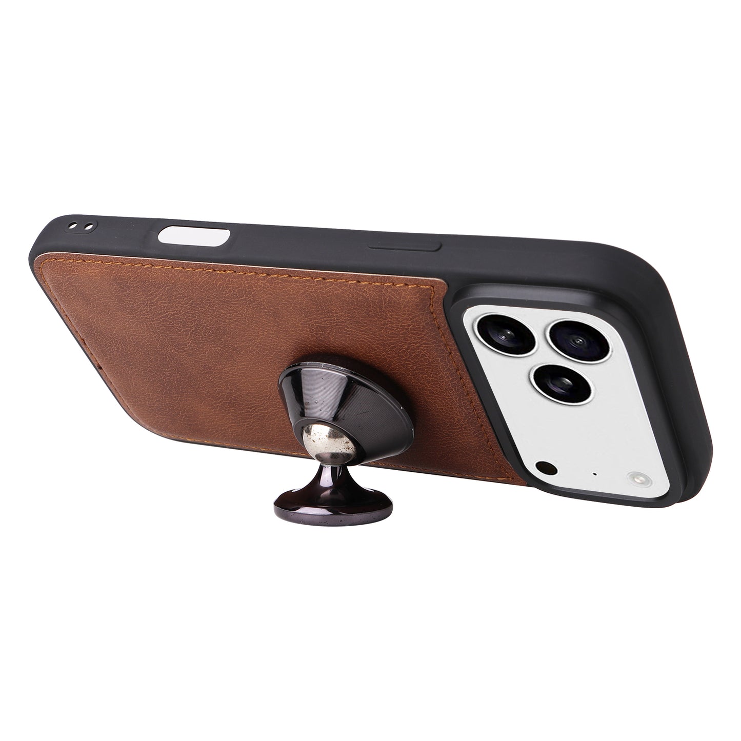 For iPhone 17 Pro Max Case 2 in 1 Detachable Magnetic Leather Wallet Mobile Cover with Strap - Brown