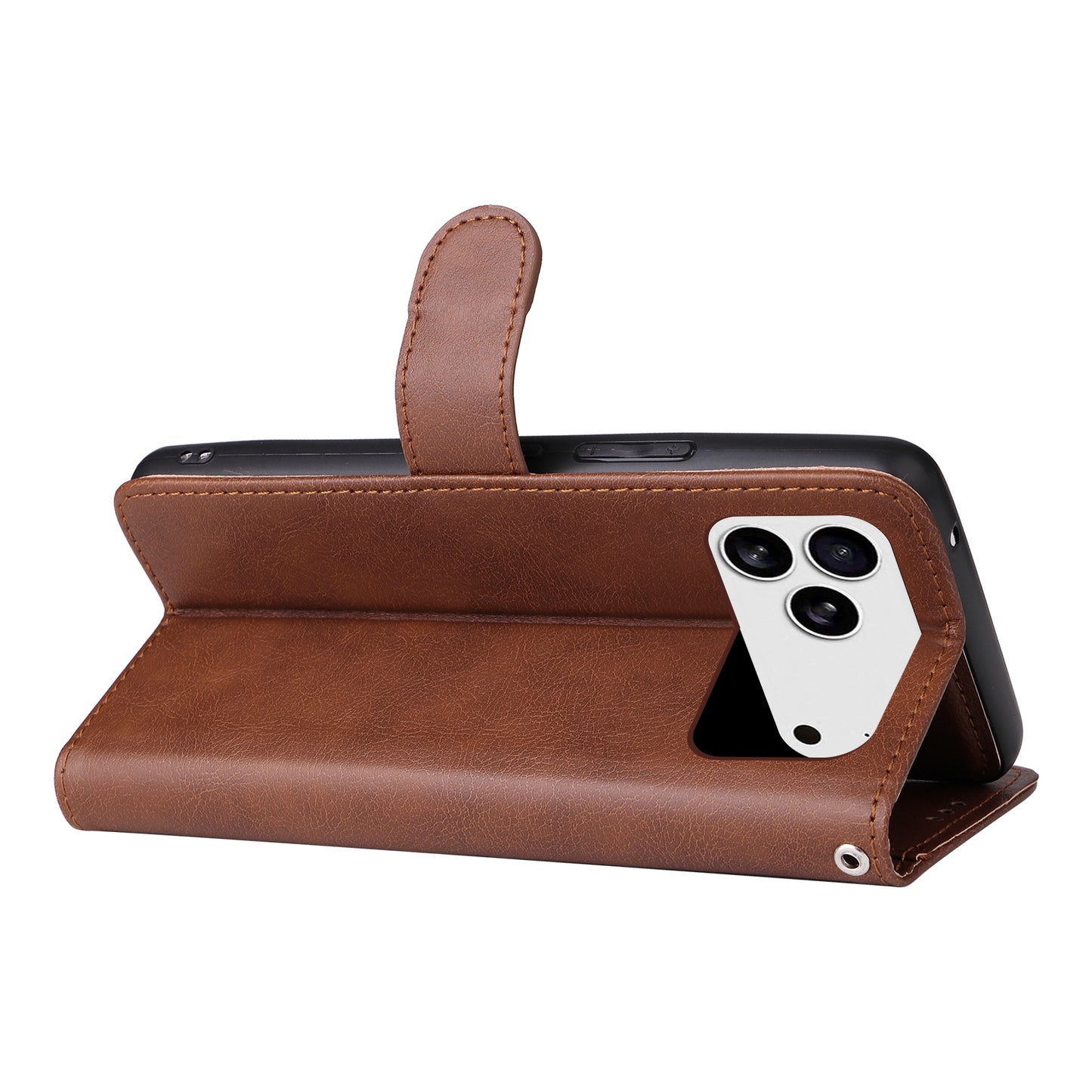 For iPhone 17 Pro Max Case 2 in 1 Detachable Magnetic Leather Wallet Mobile Cover with Strap - Brown