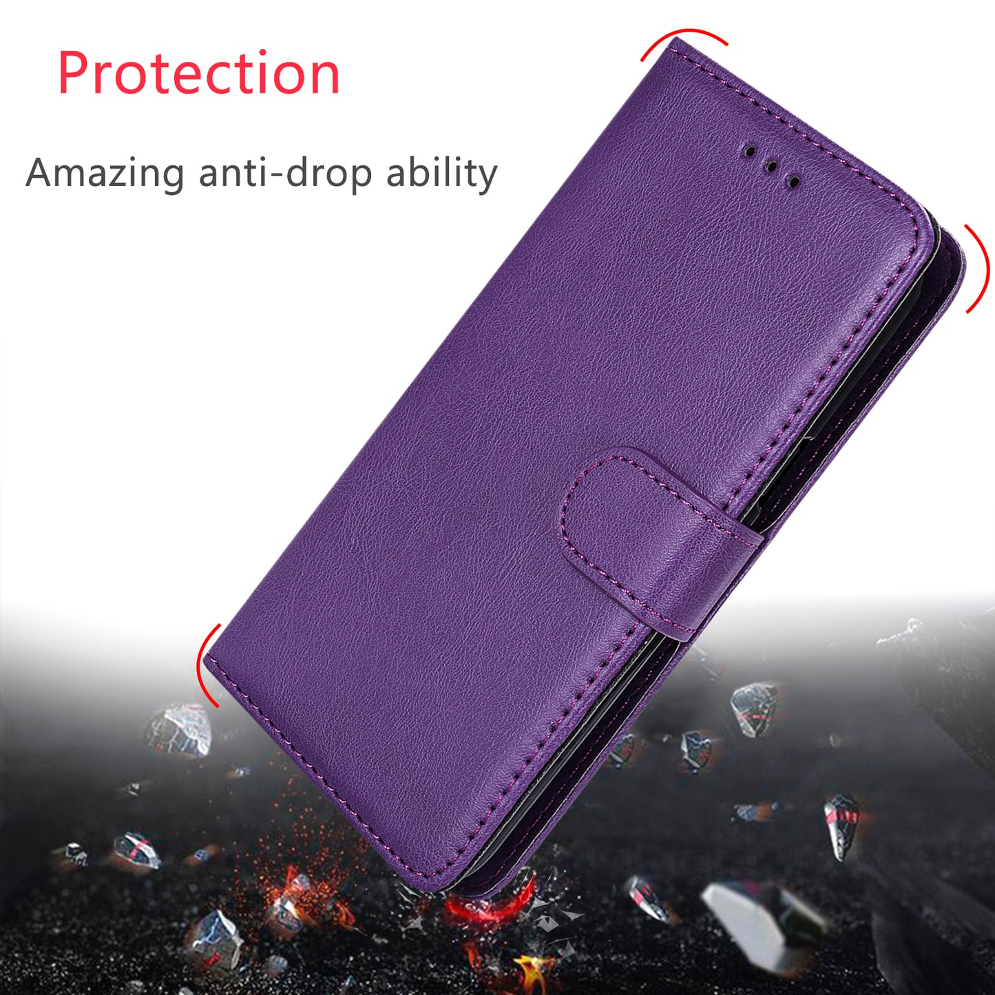 For iPhone 17 Pro Max Case 2 in 1 Detachable Magnetic Leather Wallet Mobile Cover with Strap - Purple