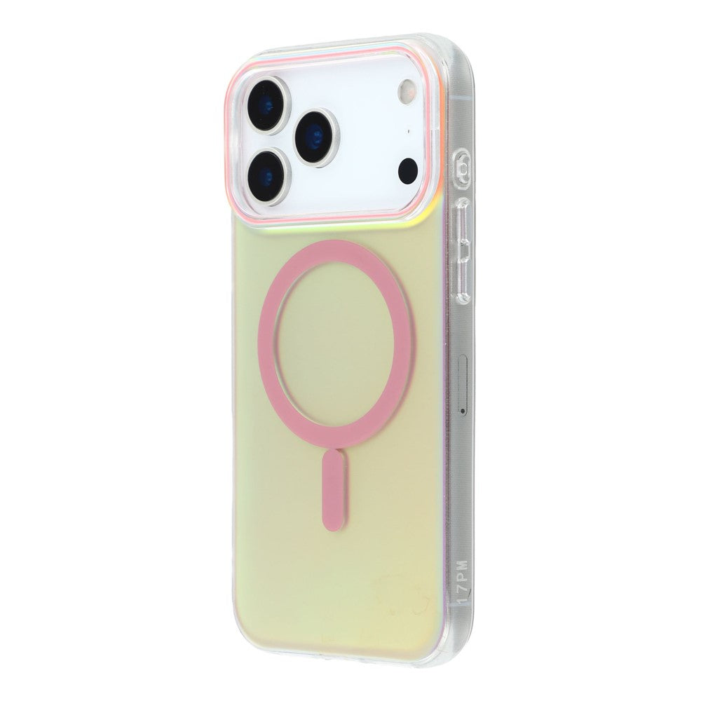 For iPhone 17 Pro Max Case Compatible with MagSafe TPU + PC Iridescent Aesthetic Phone Cover - Pink