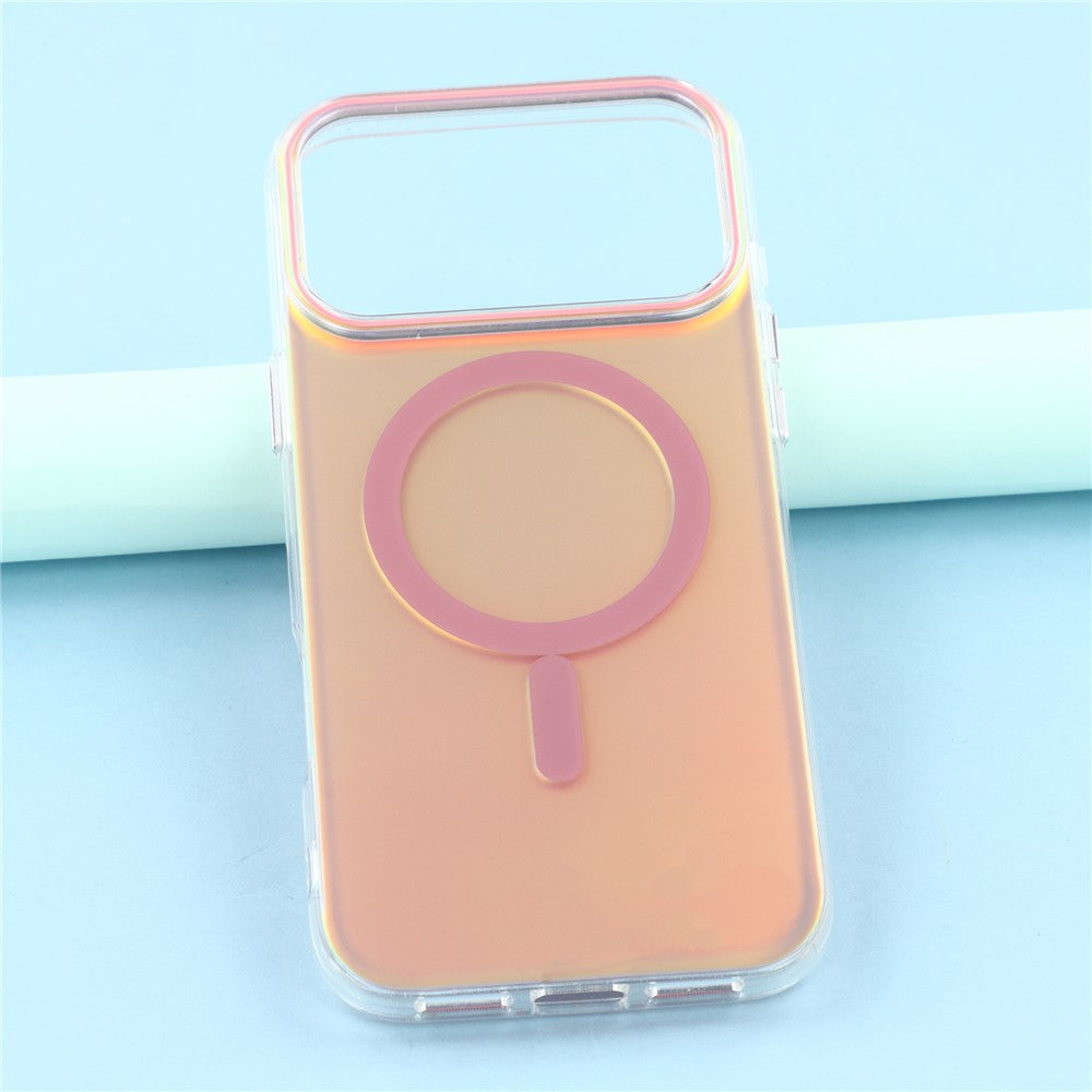 For iPhone 17 Pro Max Case Compatible with MagSafe TPU + PC Iridescent Aesthetic Phone Cover - Pink