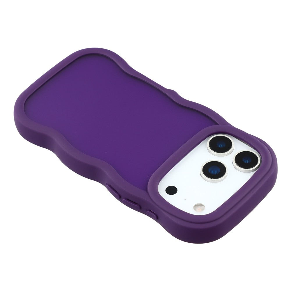 For iPhone 17 Pro Max Case Curly Wave Frame TPU + PC Skin-Touch Translucent Phone Cover - Purple