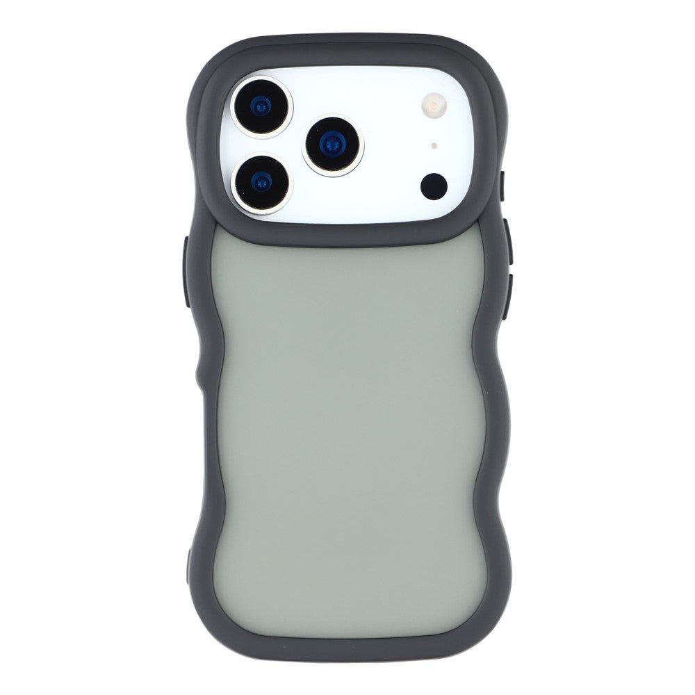 For iPhone 17 Pro Max Case Curly Wave Frame TPU + PC Skin-Touch Translucent Phone Cover - Black