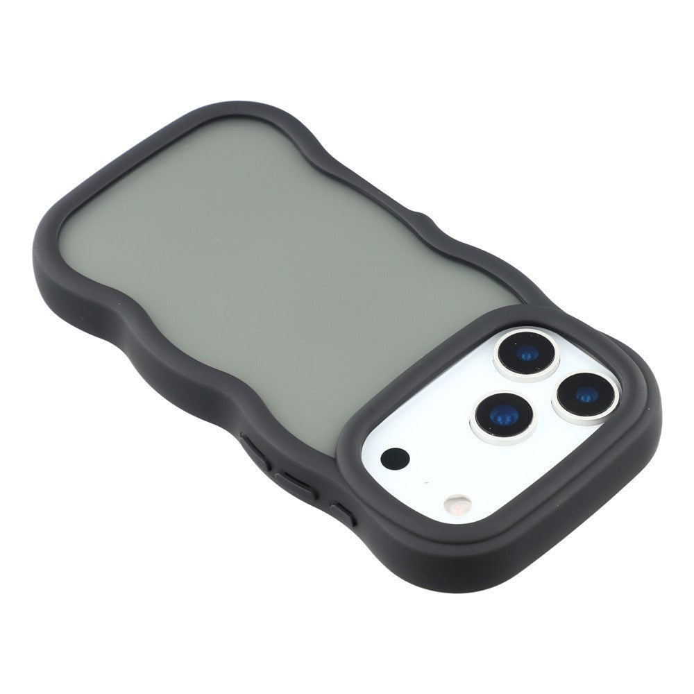 For iPhone 17 Pro Max Case Curly Wave Frame TPU + PC Skin-Touch Translucent Phone Cover - Black