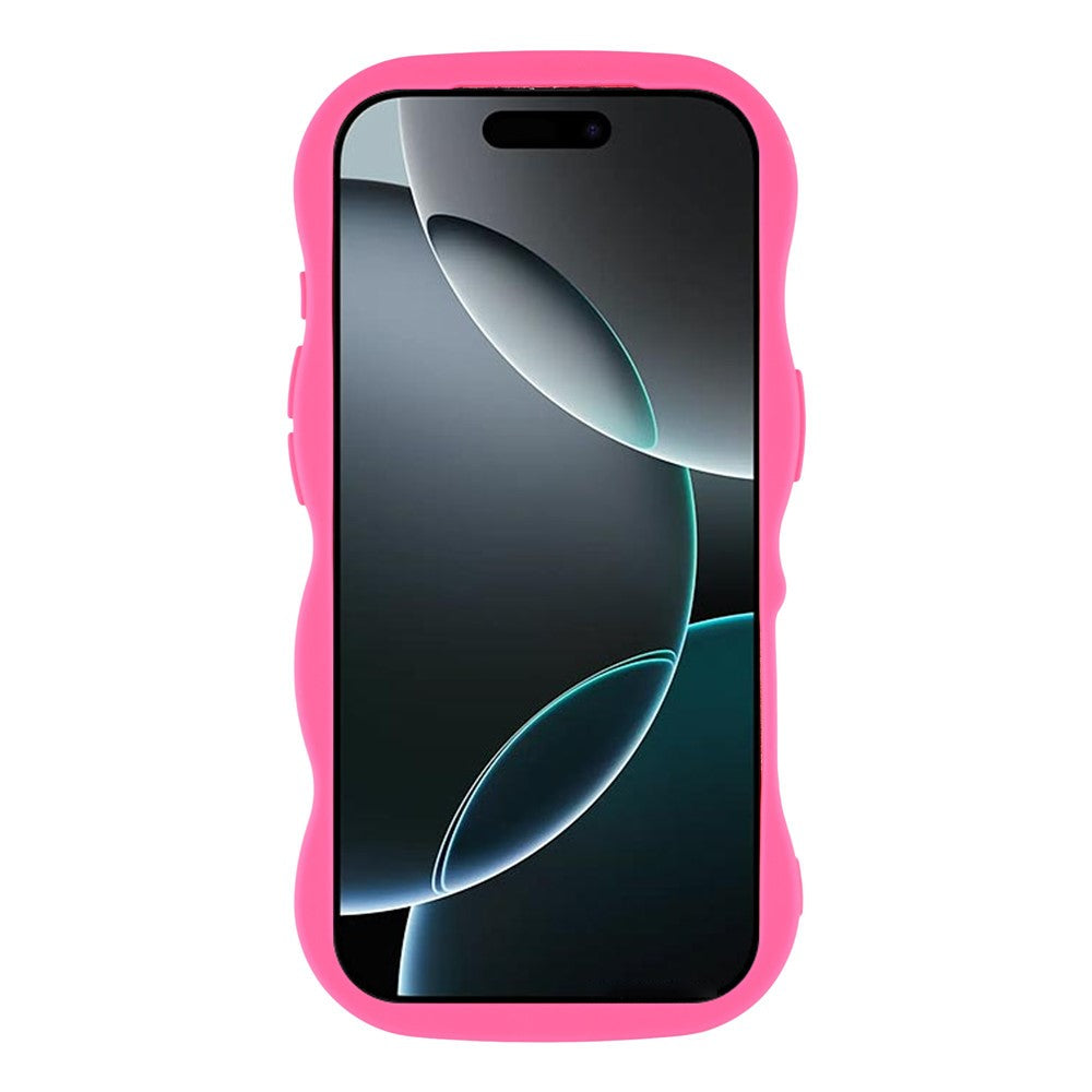 For iPhone 17 Pro Max Case Curly Wave Frame TPU + PC Skin-Touch Translucent Phone Cover - Rose