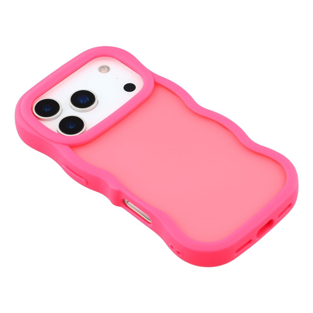 For iPhone 17 Pro Max Case Curly Wave Frame TPU + PC Skin-Touch Translucent Phone Cover - Rose