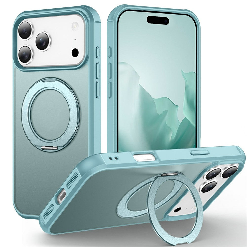 For iPhone 17 Pro Max Case Magnetic Kickstand TPU + PC Shockproof Hybrid Phone Cover - Lake Blue