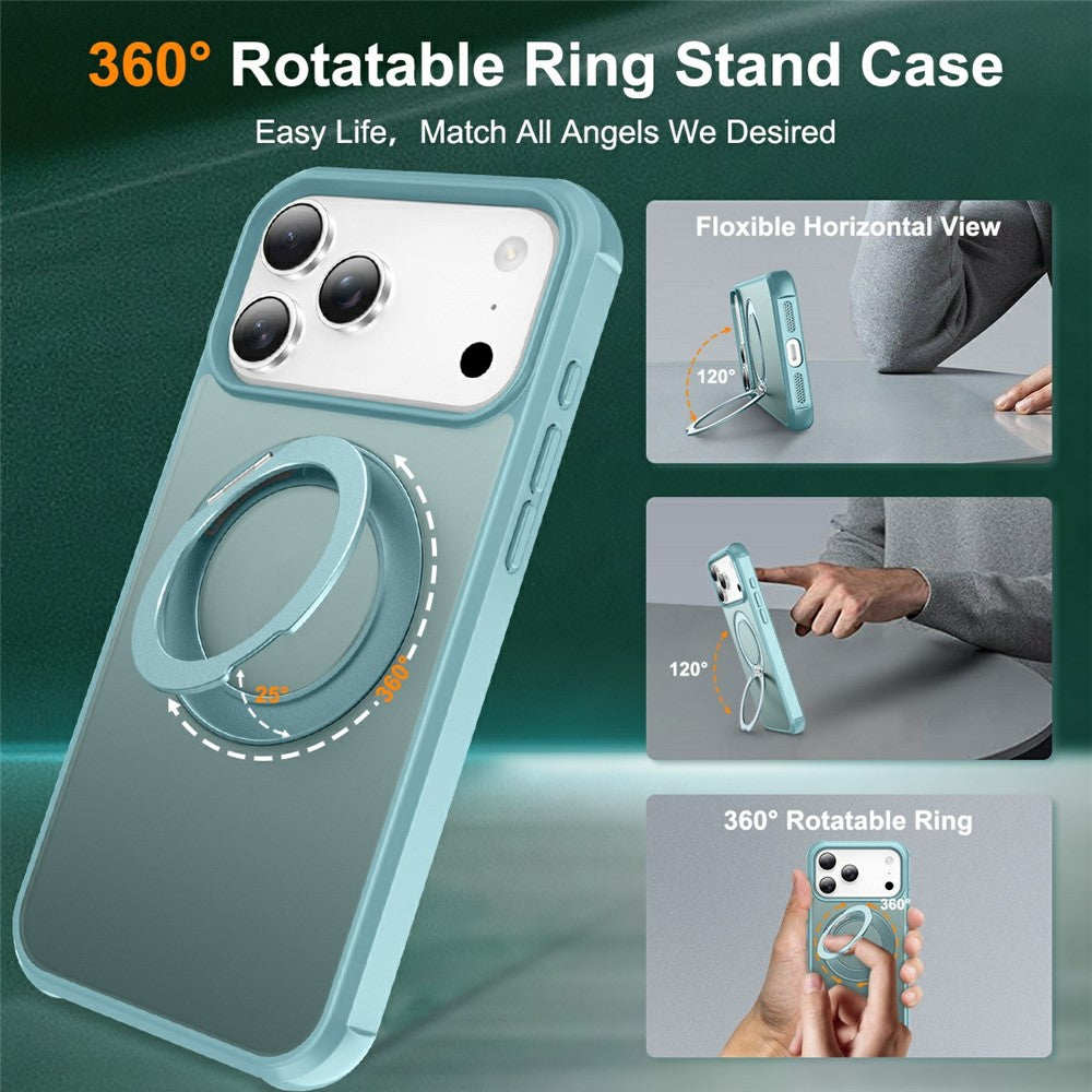 For iPhone 17 Pro Max Case Magnetic Kickstand TPU + PC Shockproof Hybrid Phone Cover - Lake Blue