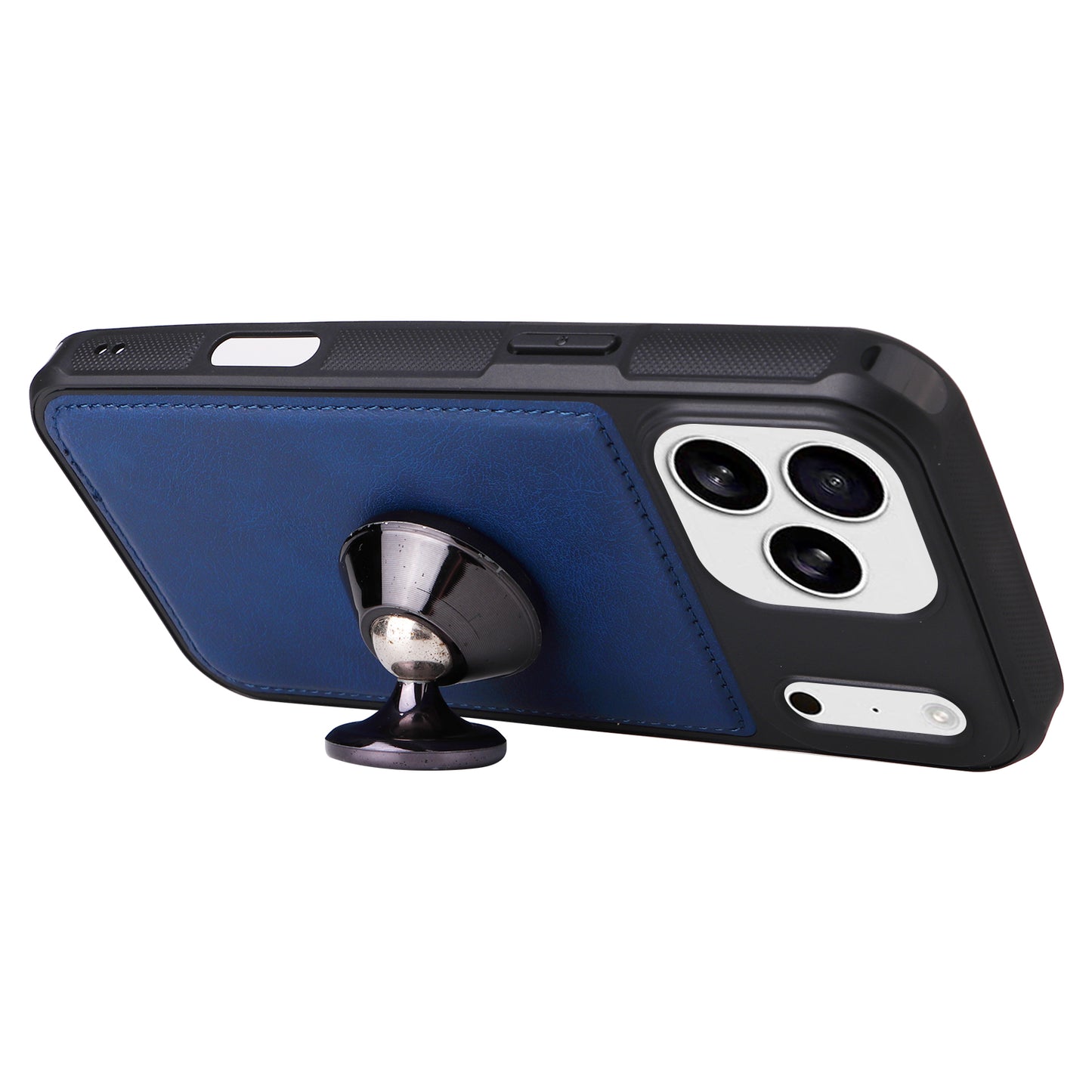 For iPhone 17 Pro Max Magnetic Leather Case Mobile Cover with Detachable Zipper Wallet Strap - Blue