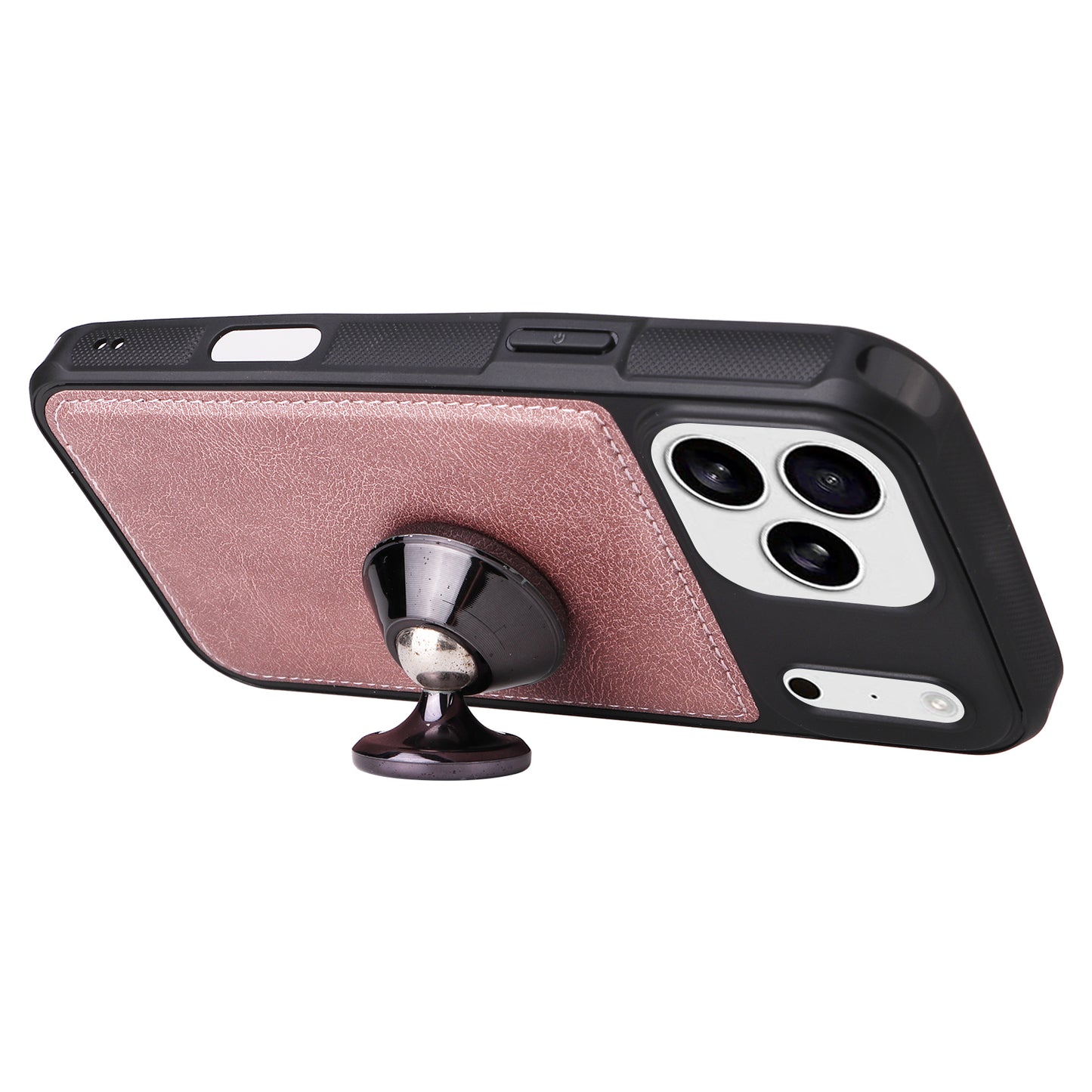 For iPhone 17 Pro Max Magnetic Leather Case Mobile Cover with Detachable Zipper Wallet Strap - Rose Gold