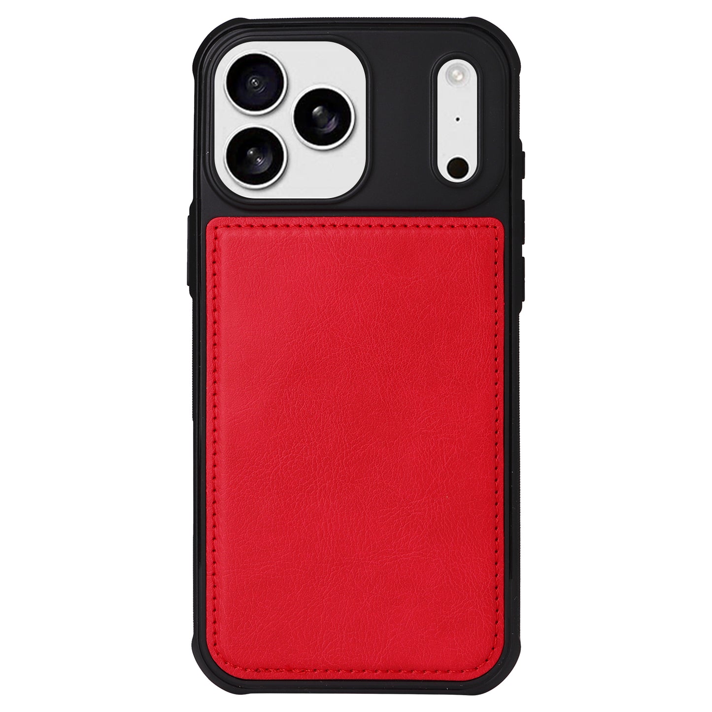 For iPhone 17 Pro Max Magnetic Leather Case Mobile Cover with Detachable Zipper Wallet Strap - Red