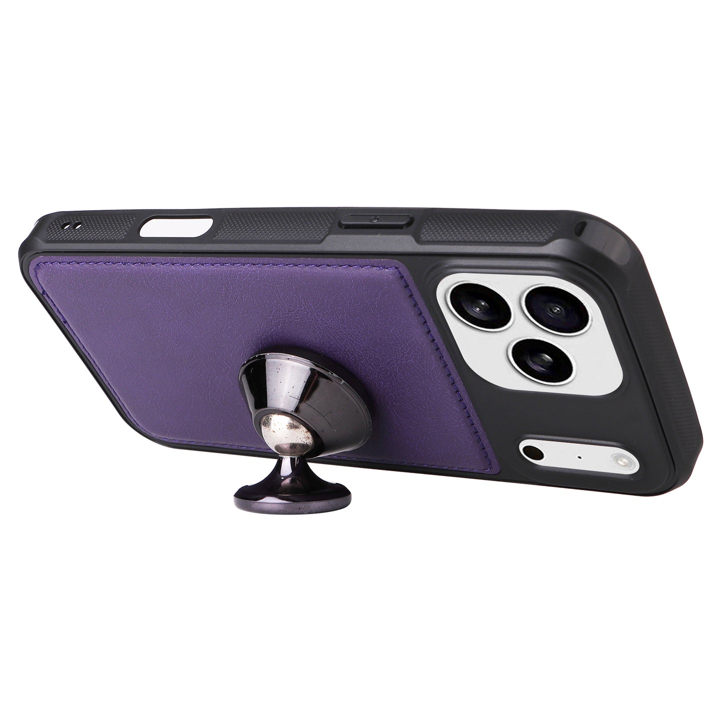 For iPhone 17 Pro Max Magnetic Leather Case Mobile Cover with Detachable Zipper Wallet Strap - Purple