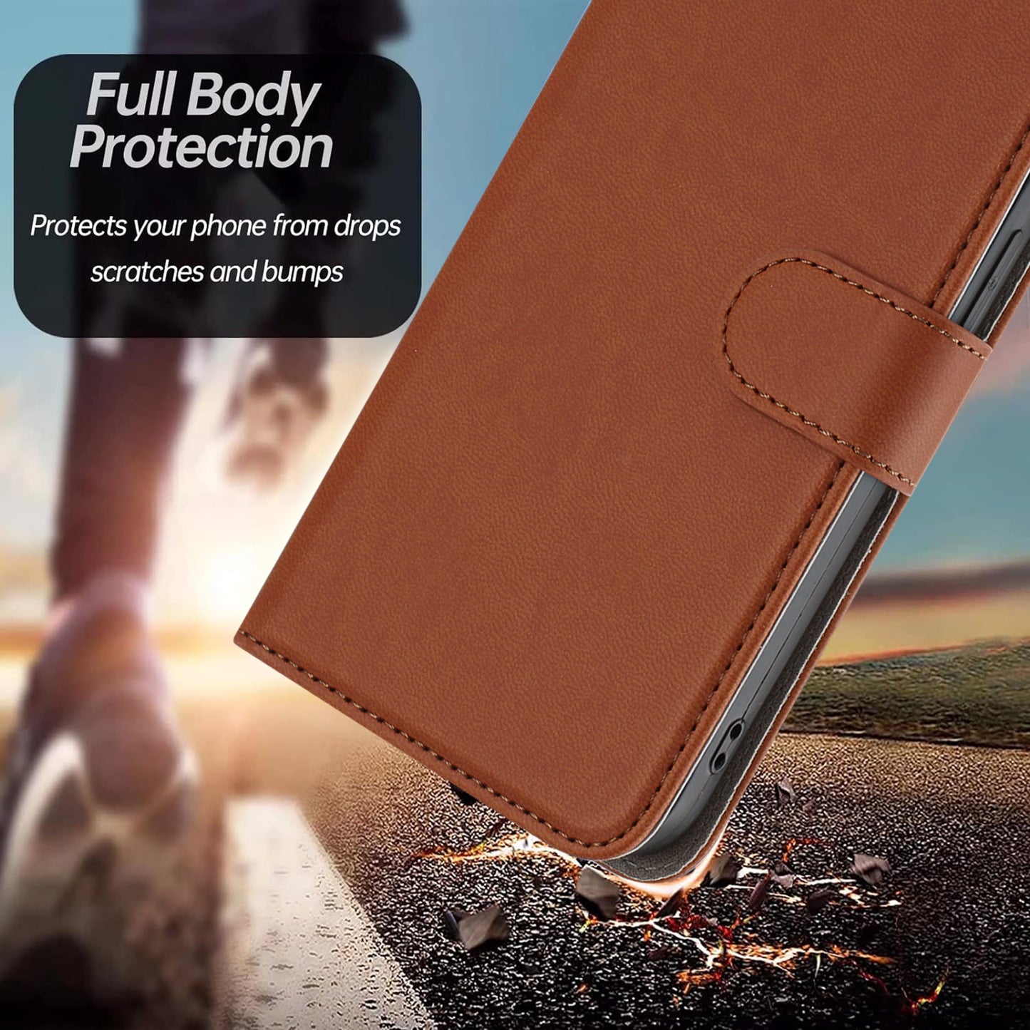 For iPhone 17 Pro Max Leather Case Solid Color Phone Cover with Wallet - Coffee