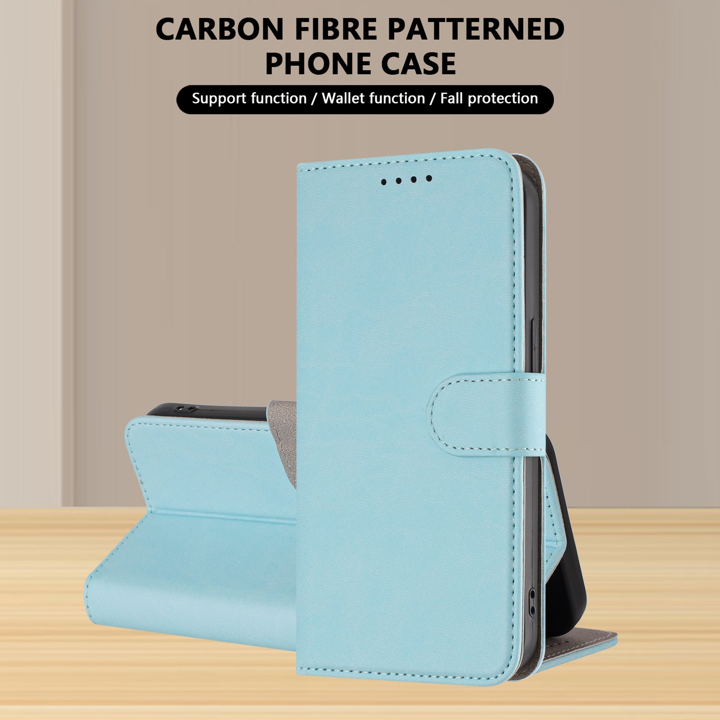For iPhone 17 Pro Max Leather Case Solid Color Phone Cover with Wallet - Baby Blue