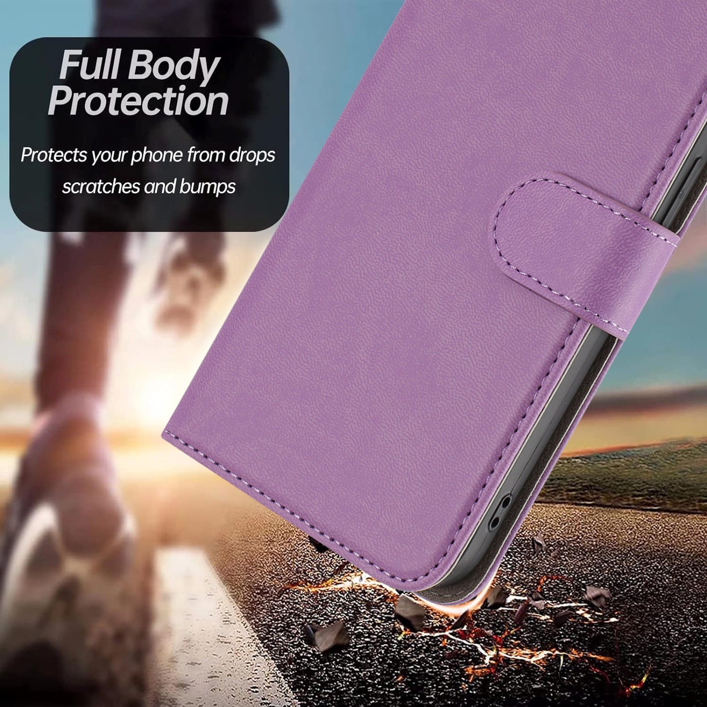 For iPhone 17 Pro Max Leather Case Solid Color Phone Cover with Wallet - Light Purple