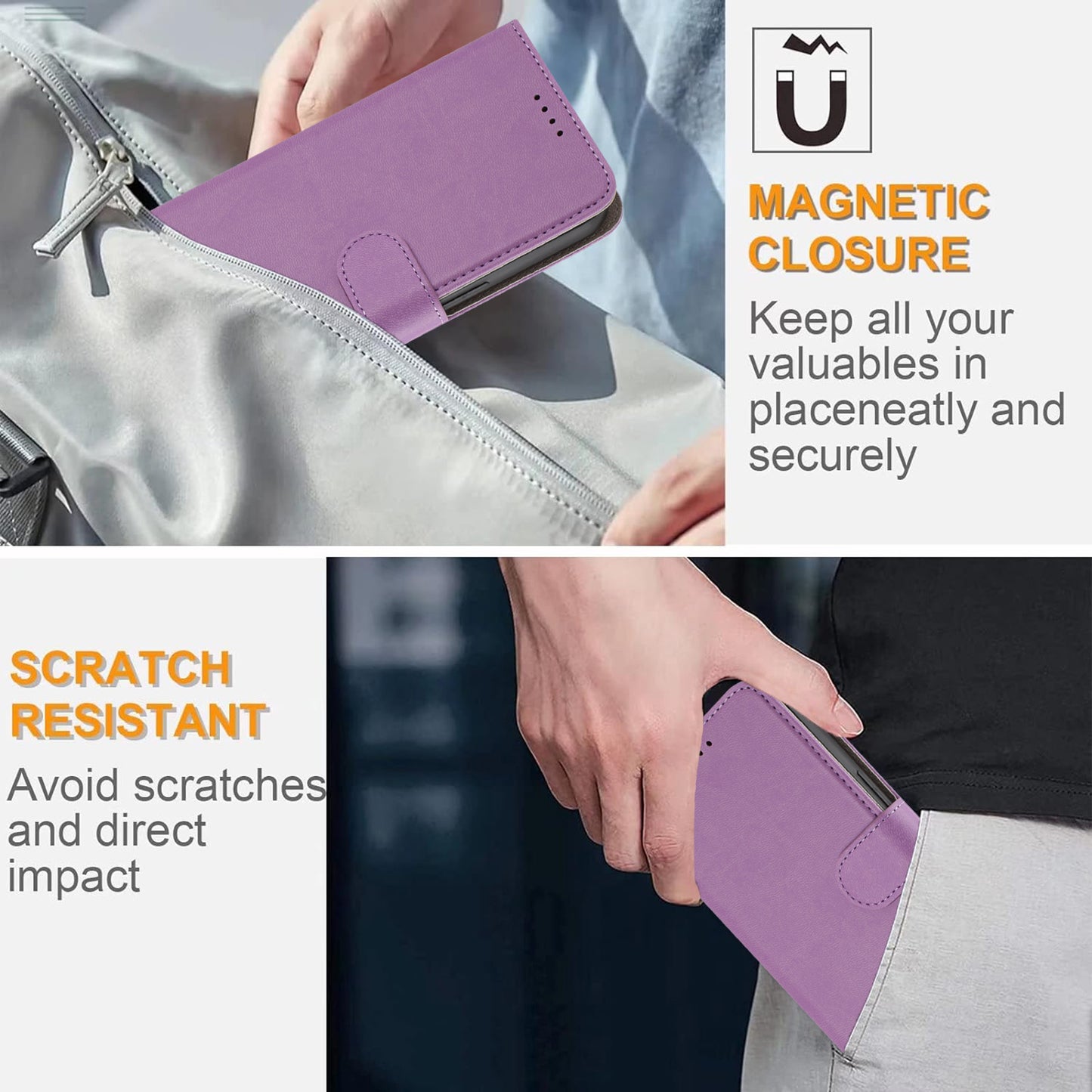 For iPhone 17 Pro Max Leather Case Solid Color Phone Cover with Wallet - Light Purple