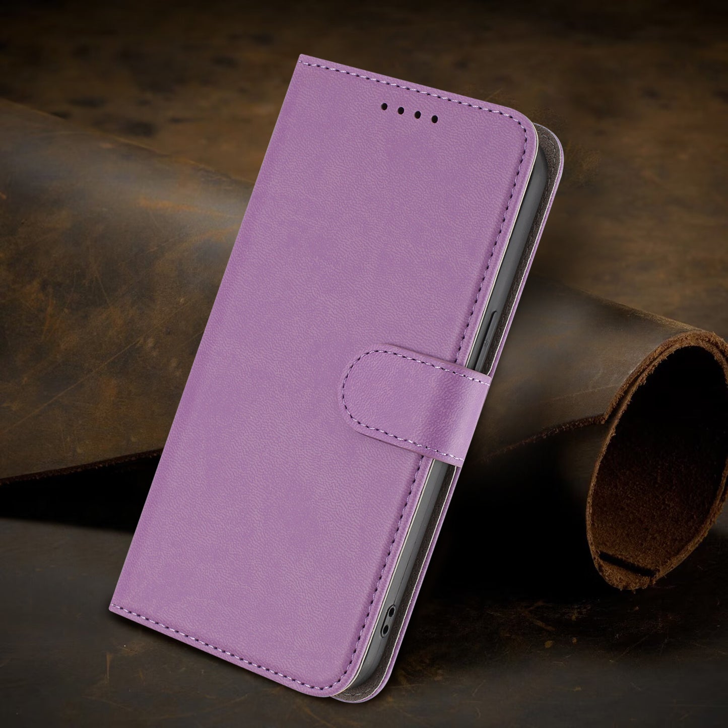 For iPhone 17 Pro Max Leather Case Solid Color Phone Cover with Wallet - Light Purple