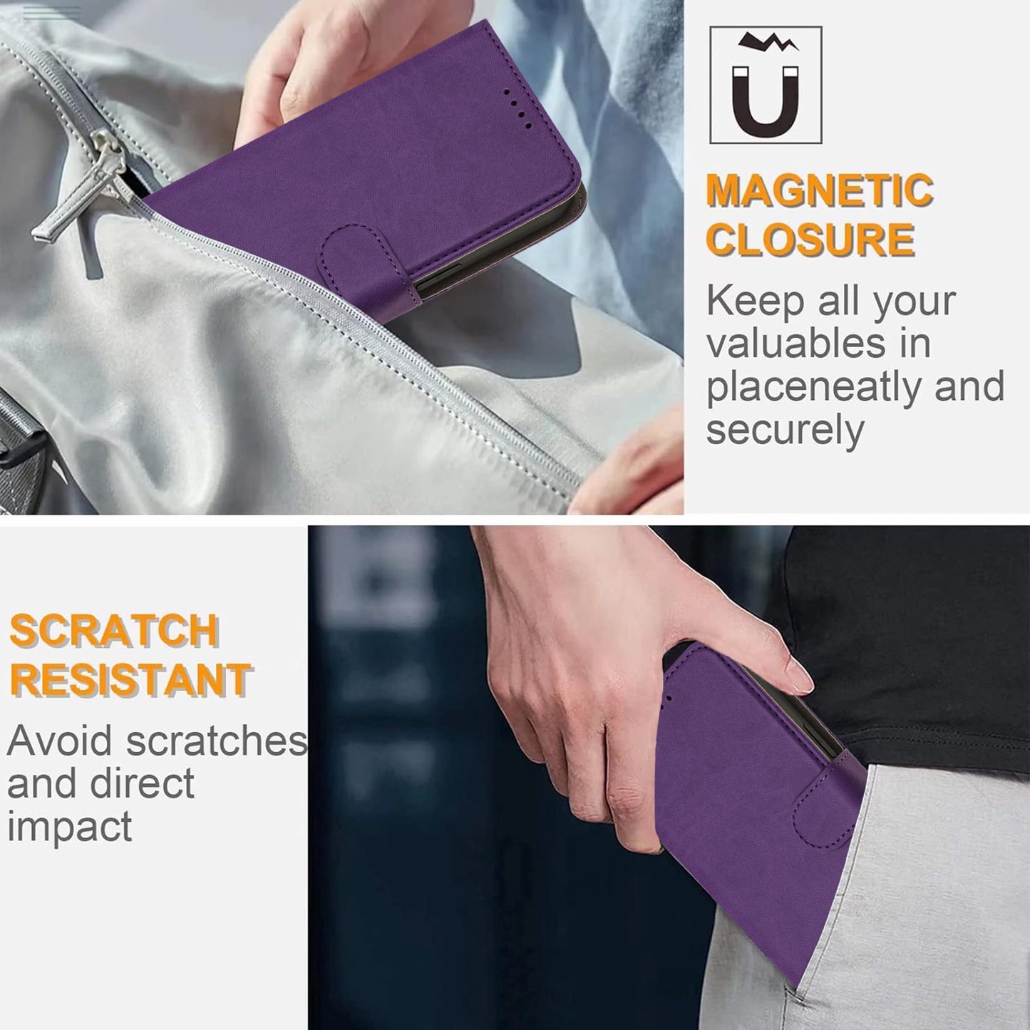 For iPhone 17 Pro Max Leather Case Solid Color Phone Cover with Wallet - Dark Purple