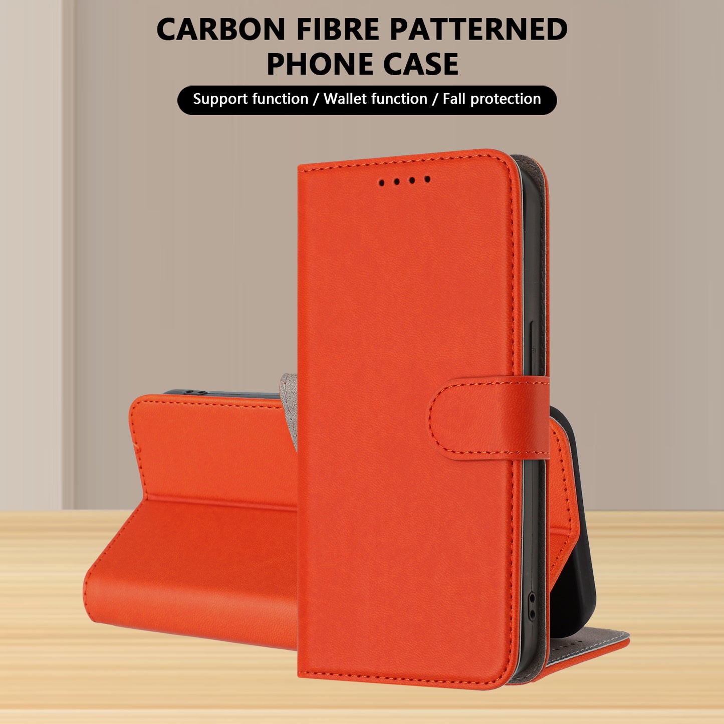 For iPhone 17 Pro Max Leather Case Solid Color Phone Cover with Wallet - Orange