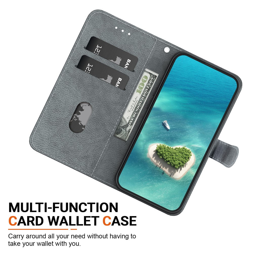 For iPhone 17 Pro Max Wallet Case Pattern Printing Leather Stand Phone Cover with Strap - Blue Daisy