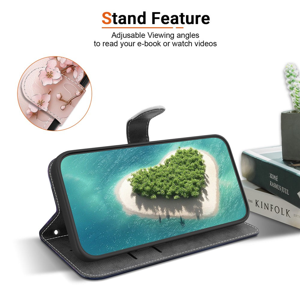 For iPhone 17 Pro Max Wallet Case Pattern Printing Leather Stand Phone Cover with Strap - Pink Butterfly