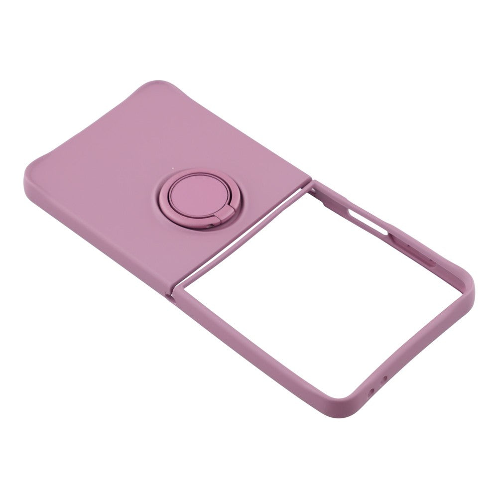 For Samsung Galaxy Z Flip7 5G Silicone Case with Strap Ring Kickstand Phone Cover - Purple