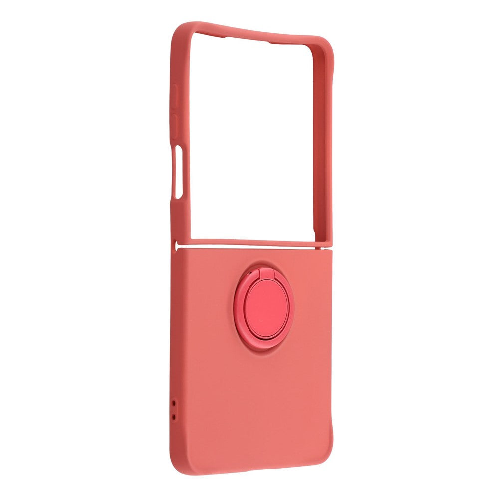 For Samsung Galaxy Z Flip7 5G Silicone Case with Strap Ring Kickstand Phone Cover - Red