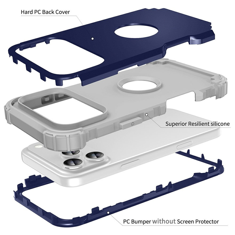 L-Style For iPhone 17 Pro Max Case Shockproof PC + TPU Phone Back Cover - Navy Blue