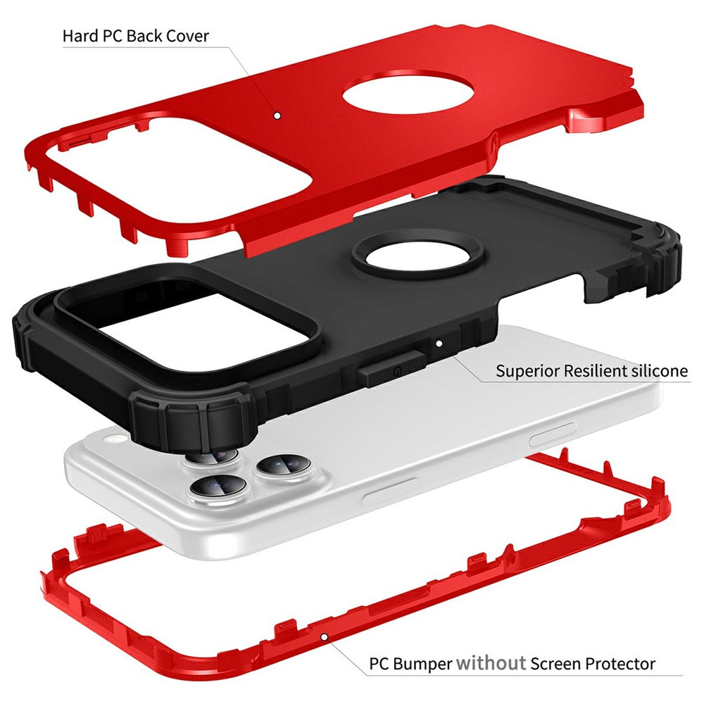L-Style For iPhone 17 Pro Max Case Shockproof PC + TPU Phone Back Cover - Red