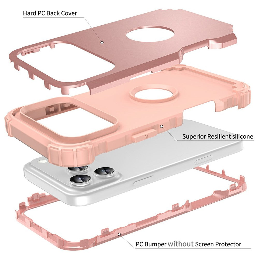 L-Style For iPhone 17 Pro Max Case Shockproof PC + TPU Phone Back Cover - Rose Gold