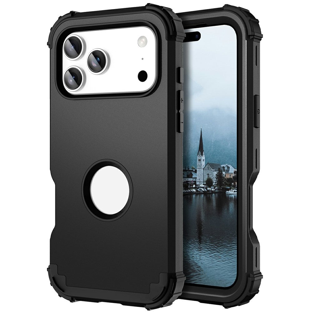 L-Style For iPhone 17 Pro Max Case Shockproof PC + TPU Phone Back Cover - Black