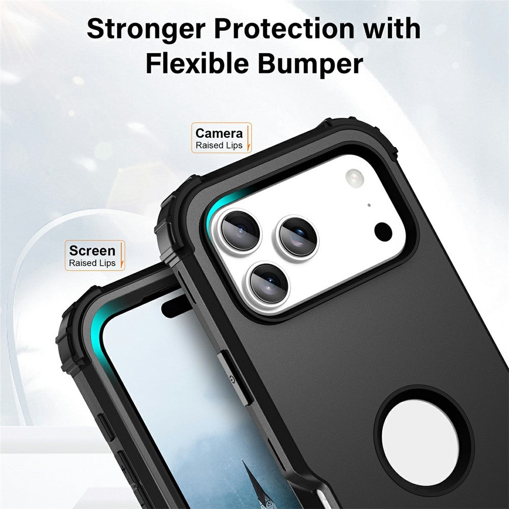 L-Style For iPhone 17 Pro Max Case Shockproof PC + TPU Phone Back Cover - Black