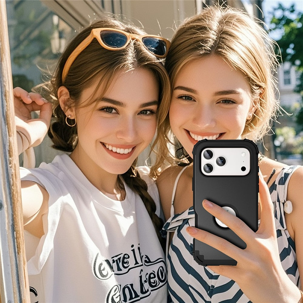 L-Style For iPhone 17 Pro Max Case Shockproof PC + TPU Phone Back Cover - Black