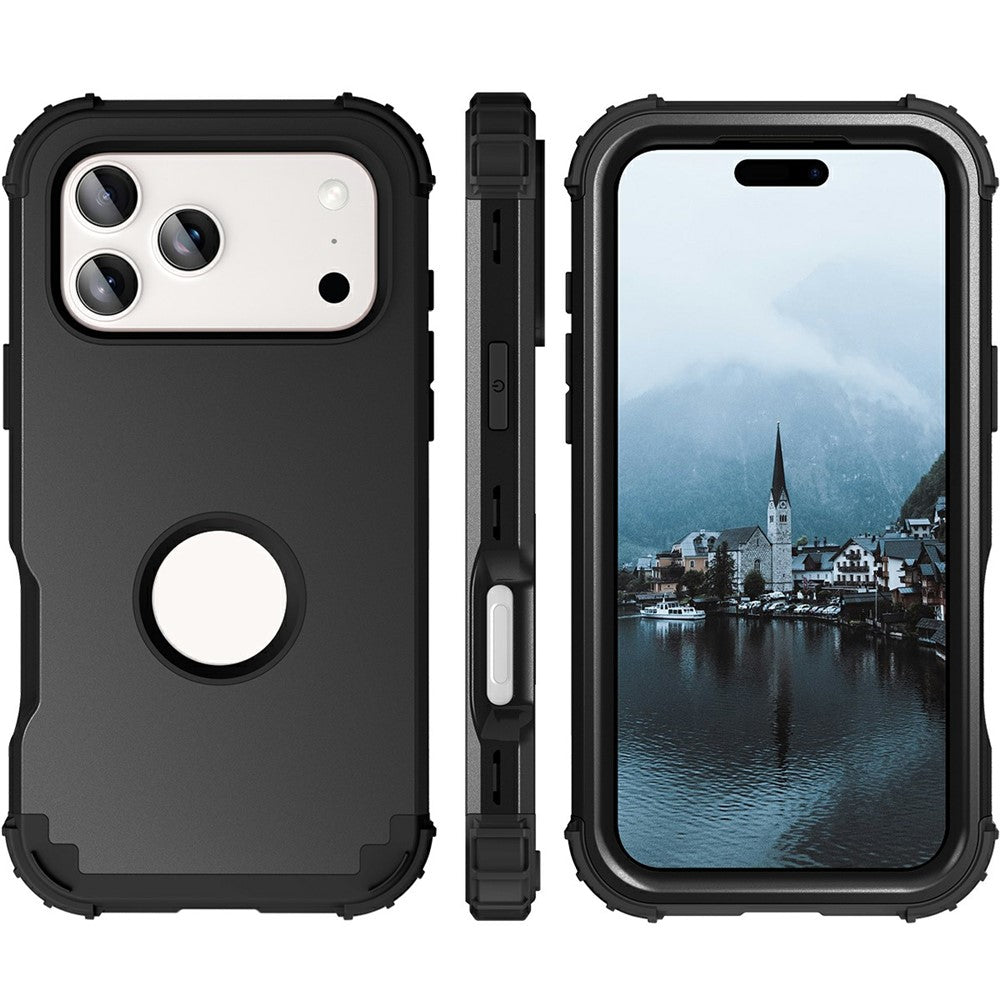 L-Style For iPhone 17 Pro Max Case Shockproof PC + TPU Phone Back Cover - Black