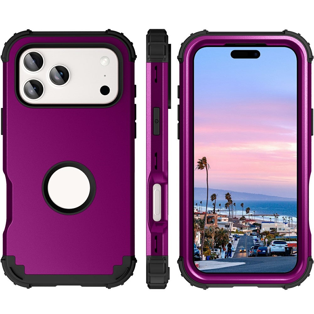L-Style For iPhone 17 Pro Max Case Shockproof PC + TPU Phone Back Cover - Purple