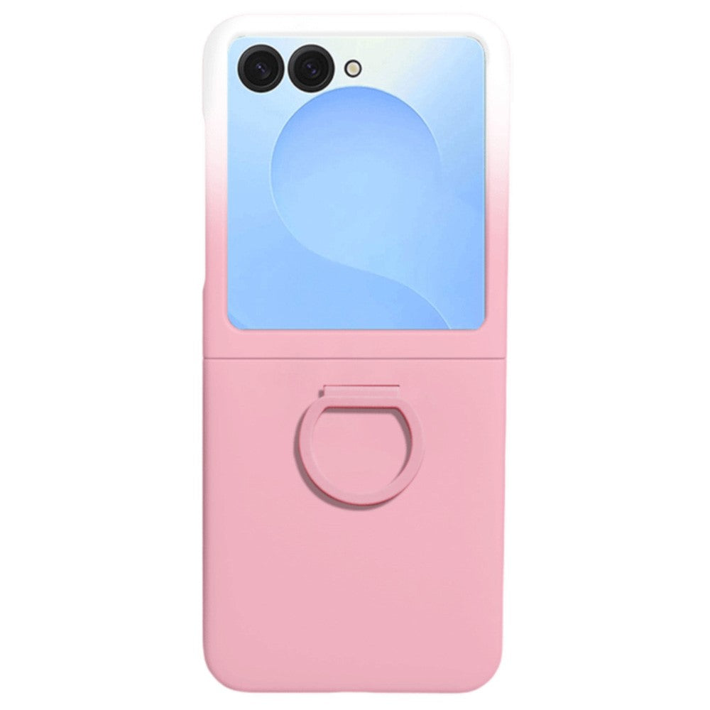 For Samsung Galaxy Z Flip7 5G Case Skin-touch PC + TPU Phone Cover with Ring Holder - Gradient Pink