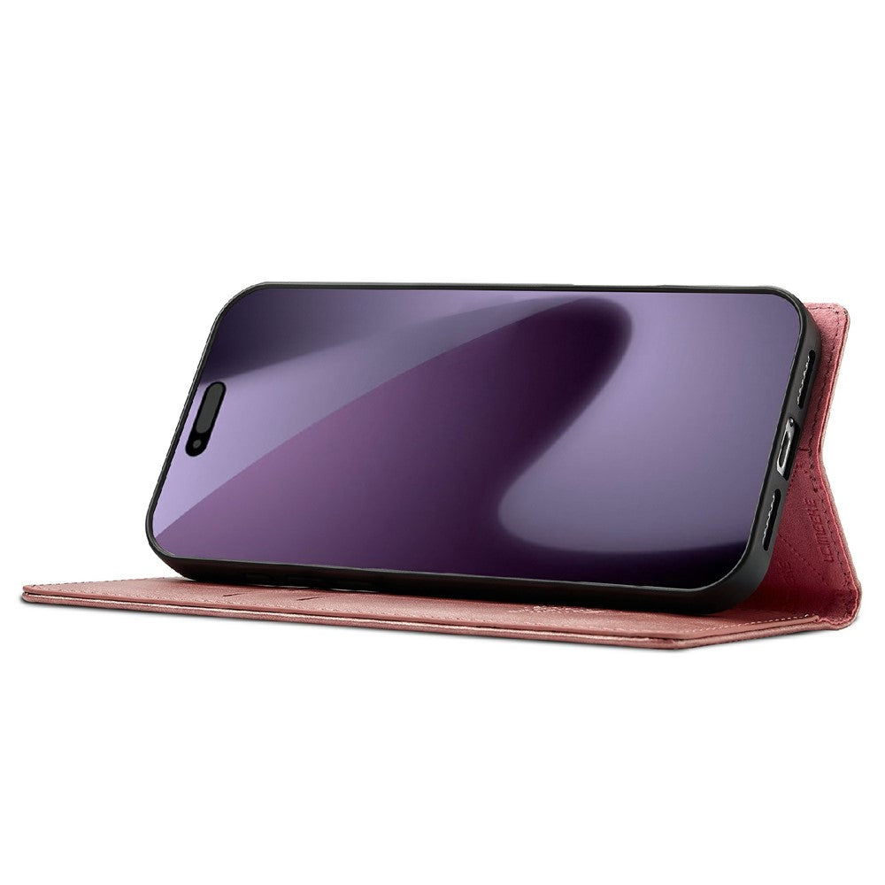 LC.IMEEKE For iPhone 17 Pro Max Case Wallet Microfiber Leather Phone Cover - Rose Gold