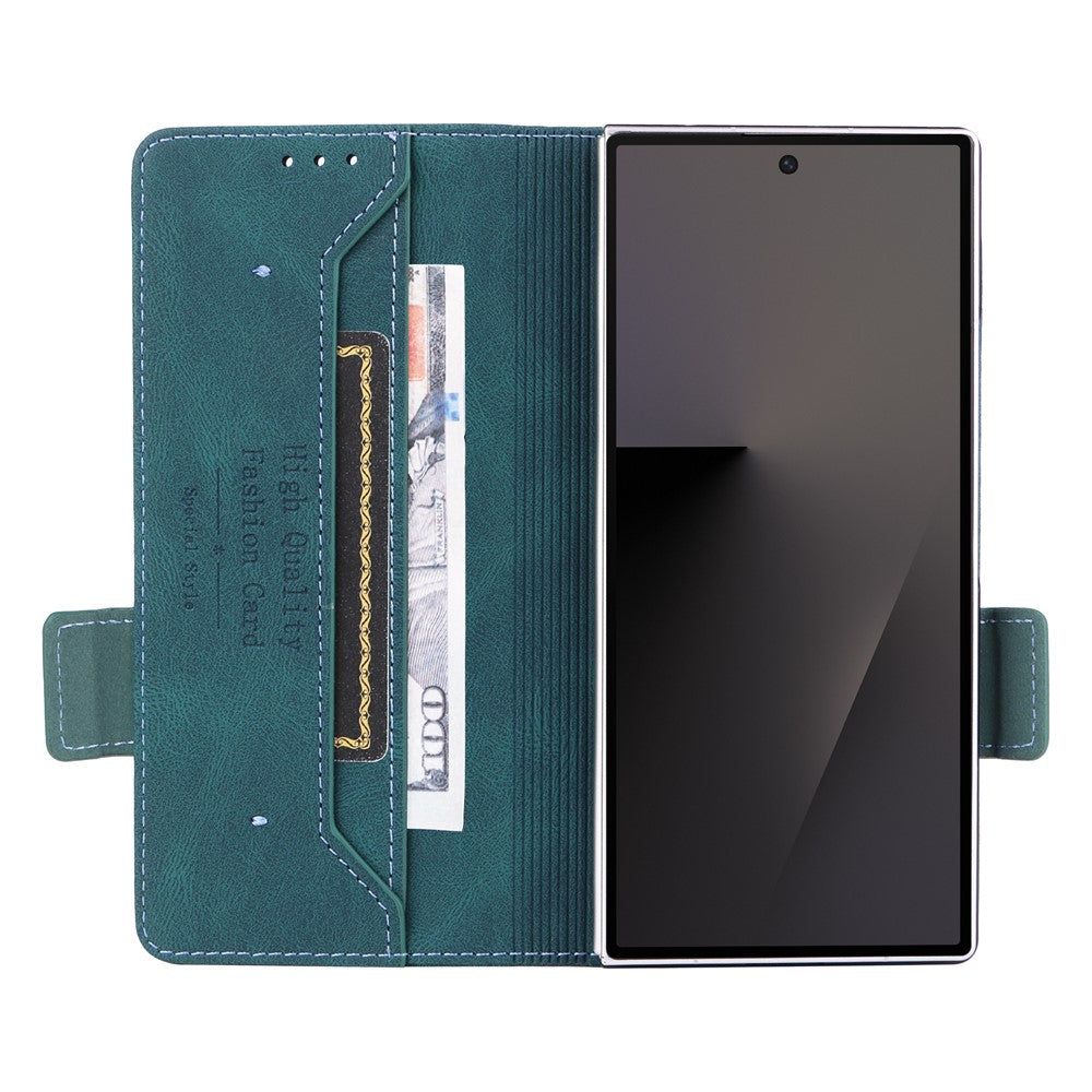 For Samsung Galaxy Z Fold7 5G Case Leather Wallet Flip Phone Cover with Hardware Decor - Blue