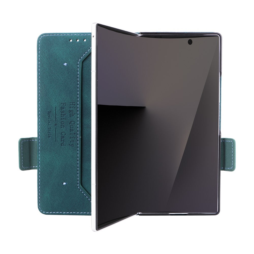 For Samsung Galaxy Z Fold7 5G Case Leather Wallet Flip Phone Cover with Hardware Decor - Blue