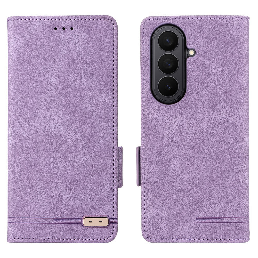 For Samsung Galaxy Z Fold7 5G Case Leather Wallet Flip Phone Cover with Hardware Decor - Purple