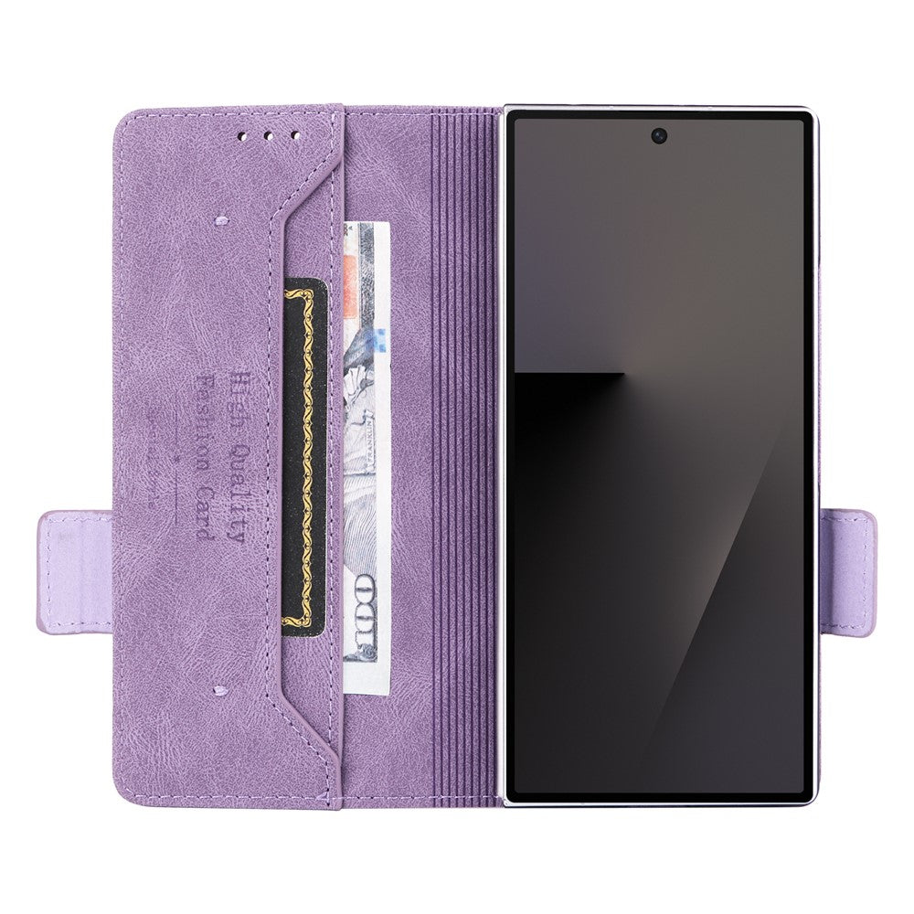 For Samsung Galaxy Z Fold7 5G Case Leather Wallet Flip Phone Cover with Hardware Decor - Purple