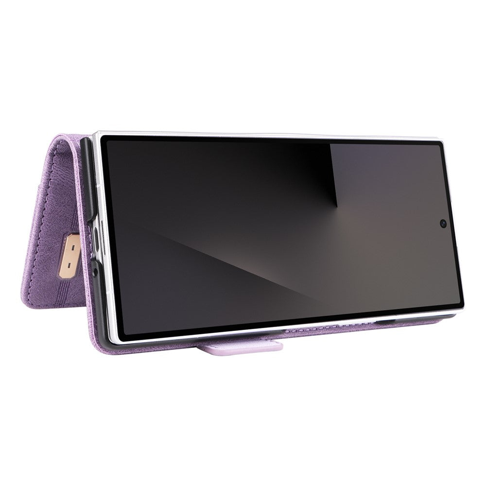 For Samsung Galaxy Z Fold7 5G Case Leather Wallet Flip Phone Cover with Hardware Decor - Purple