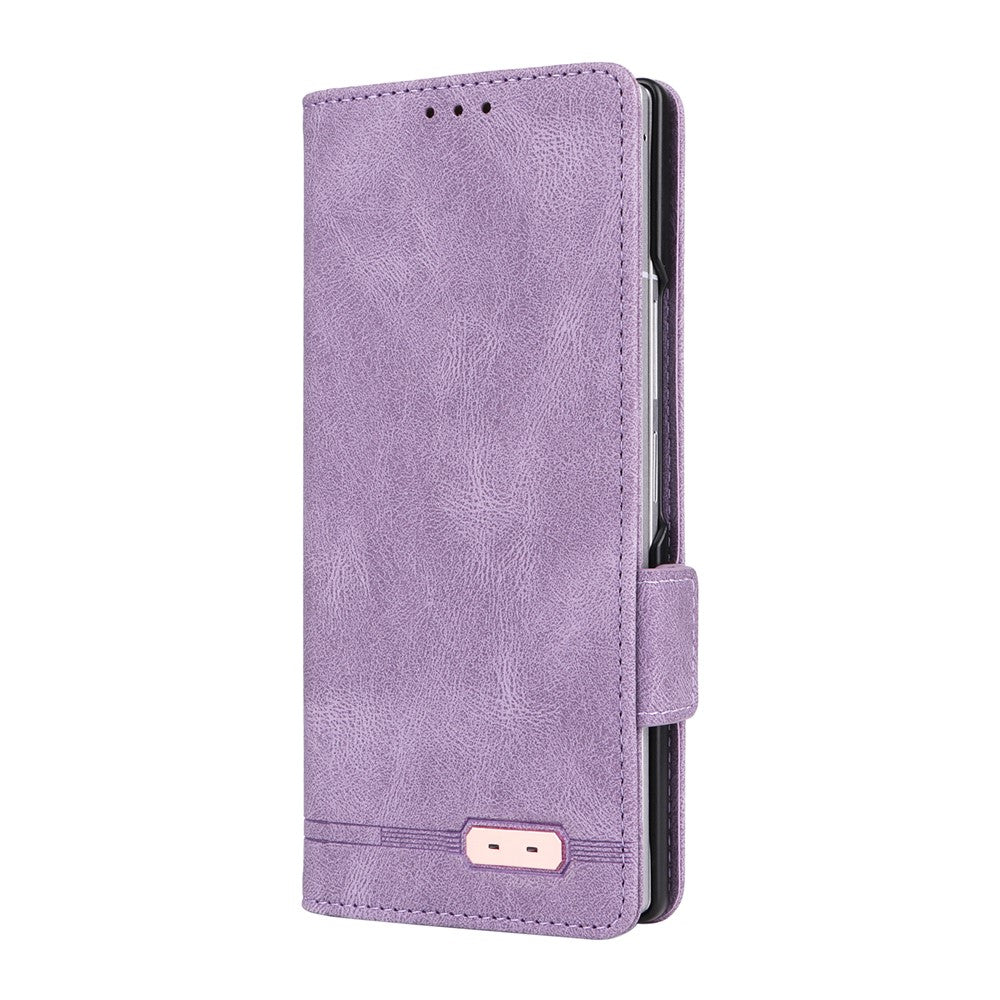For Samsung Galaxy Z Fold7 5G Case Leather Wallet Flip Phone Cover with Hardware Decor - Purple