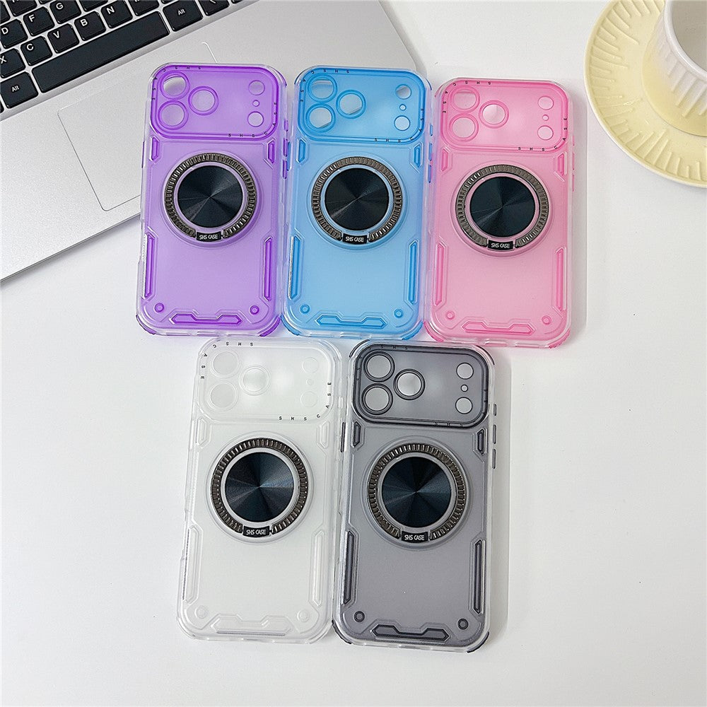 For iPhone 17 Pro Max Case Ring Kickstand PC + TPU Translucent Phone Back Cover - White