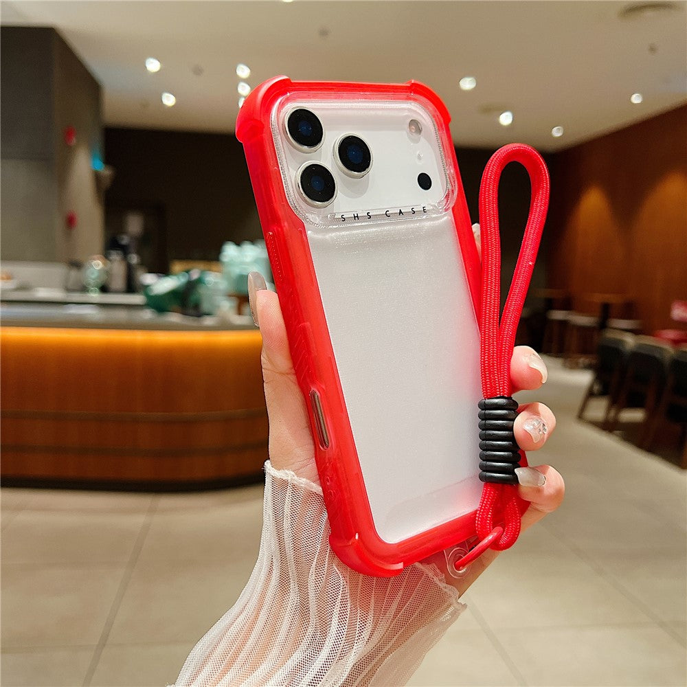 For iPhone 17 Pro Max Case 3 in 1 TPU+PC Matte Phone Cover Shockproof Back Protector with Hand Strap - Orange