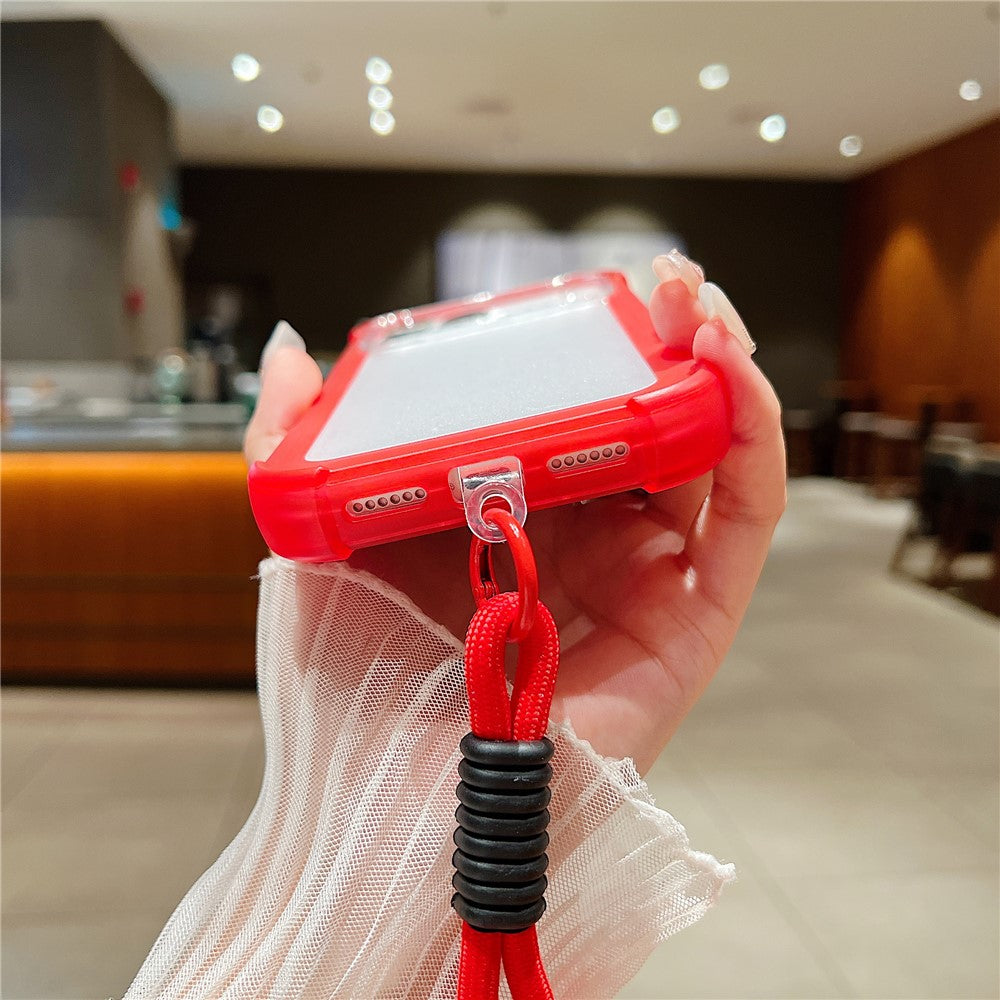 For iPhone 17 Pro Max Case 3 in 1 TPU+PC Matte Phone Cover Shockproof Back Protector with Hand Strap - Blue