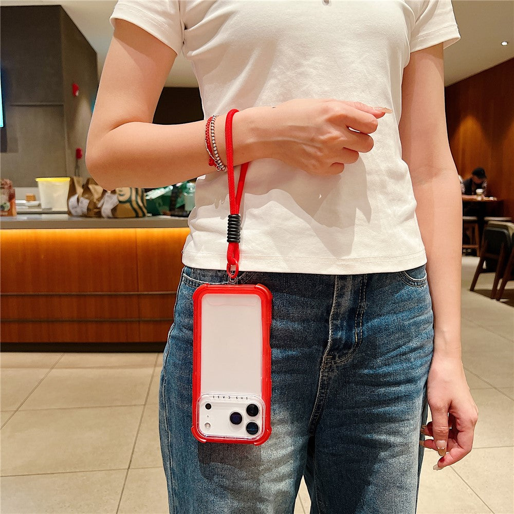 For iPhone 17 Pro Max Case 3 in 1 TPU+PC Matte Phone Cover Shockproof Back Protector with Hand Strap - White