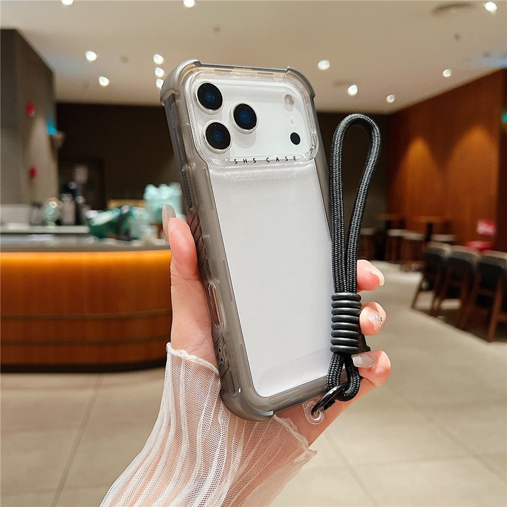 For iPhone 17 Pro Max Case 3 in 1 TPU+PC Matte Phone Cover Shockproof Back Protector with Hand Strap - Grey